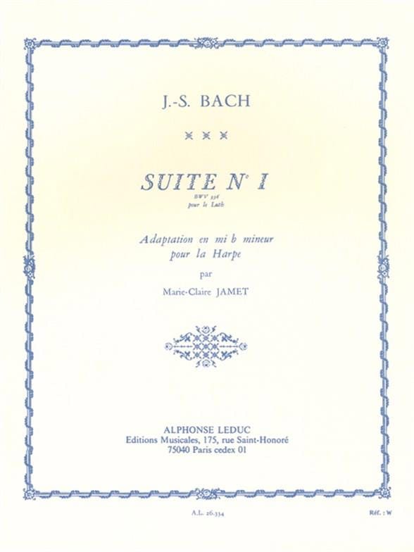 Suite N° 1 BWV 996 BACH Partition Harpe