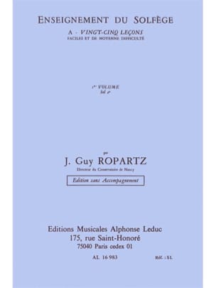 25 Leçons de solfège - Volume 1 - sans acc. - Guy Ropartz - Partition