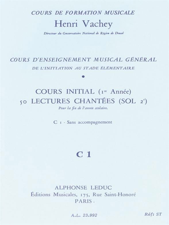 50 Lectures chantées - C1 1 clé init. S/A - Henri Vachey - Partition