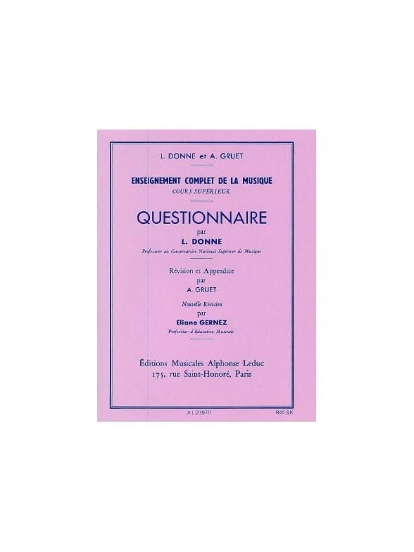Questionnaire - Cours Supérieur - L. et Gruet A. Donne - Partition