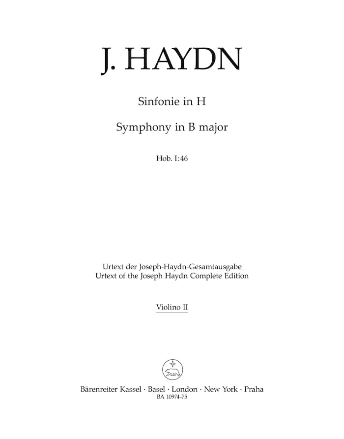 Symphonie en Si Majeur Hob. I-46 Joseph Haydn Partition