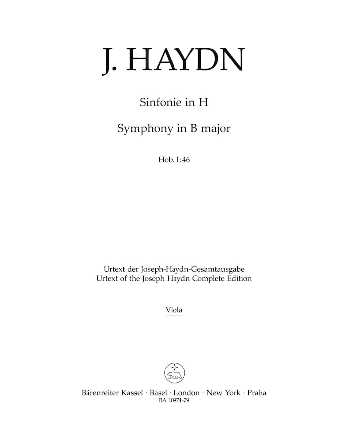 Symphonie en Si Majeur Hob. I-46 Joseph Haydn Partition