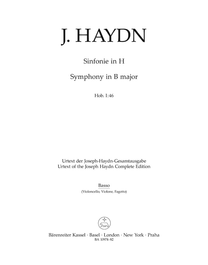 Symphonie en Si Majeur Hob. I-46 Joseph Haydn Partition
