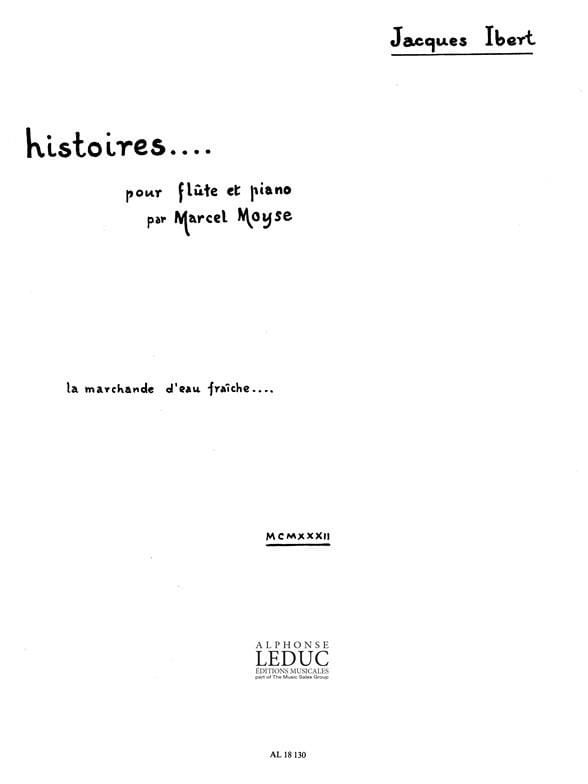 La marchande d'eau fraîche Histoires n° 9 - Flûte piano - IBERT