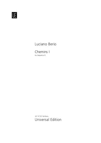 Chemins I su sequenza II - Partitura BERIO Partition Grand format