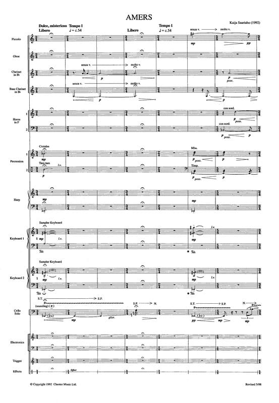 Amers - Score - Kaija Saariaho - Partition - Grand format