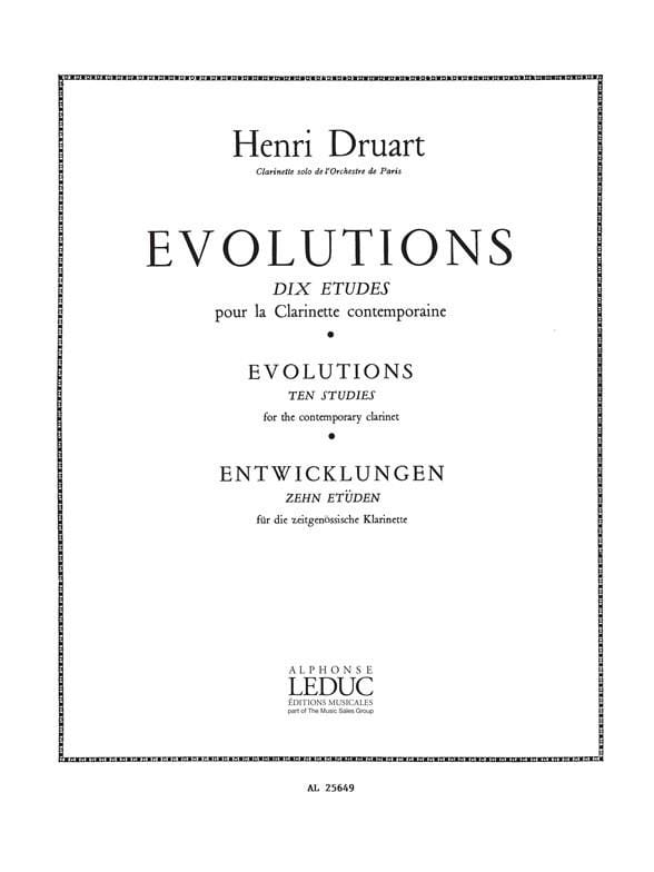 Evolutions Henri Druart Partition Clarinette