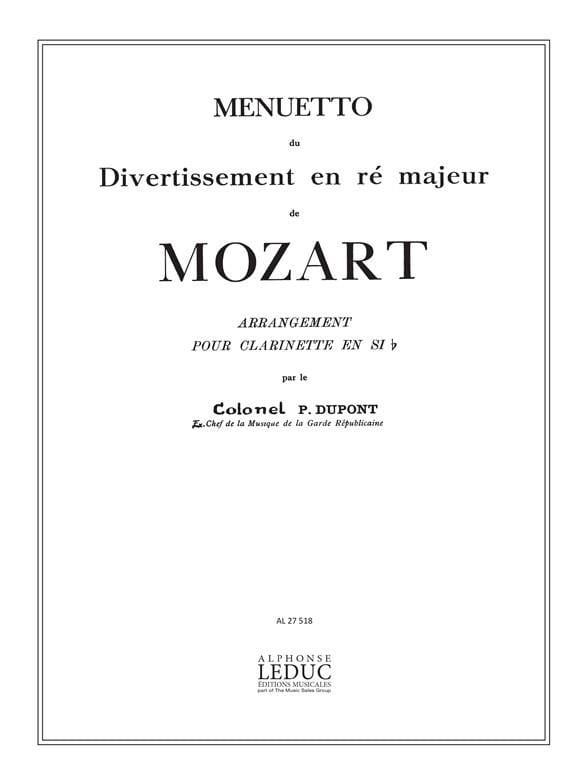 Menuetto du Divertissement en ré maj. - Clarinette
