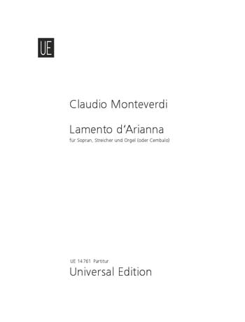 Lamento d'Arianna - Conducteur MONTEVERDI Partition Grand format