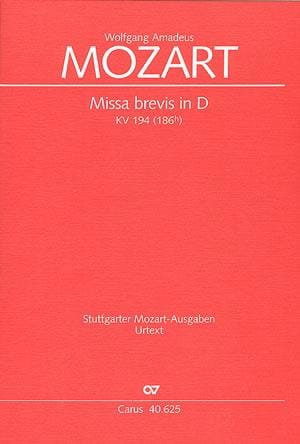 Missa Brevis in D KV 194 MOZART Partition Grand format