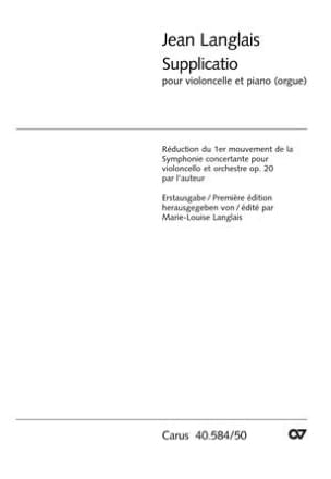 Supplicatio Jean Langlais Partition Violoncelle