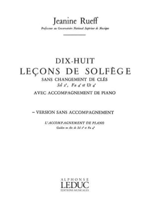 18 Leçons de Solfège - Sans Changement de Clé Sans Acc.