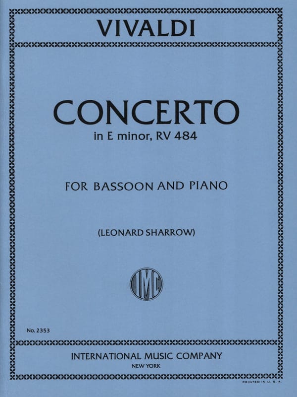 Concerto F. 8 n° 6 RV 484 in E minor VIVALDI Partition Basson