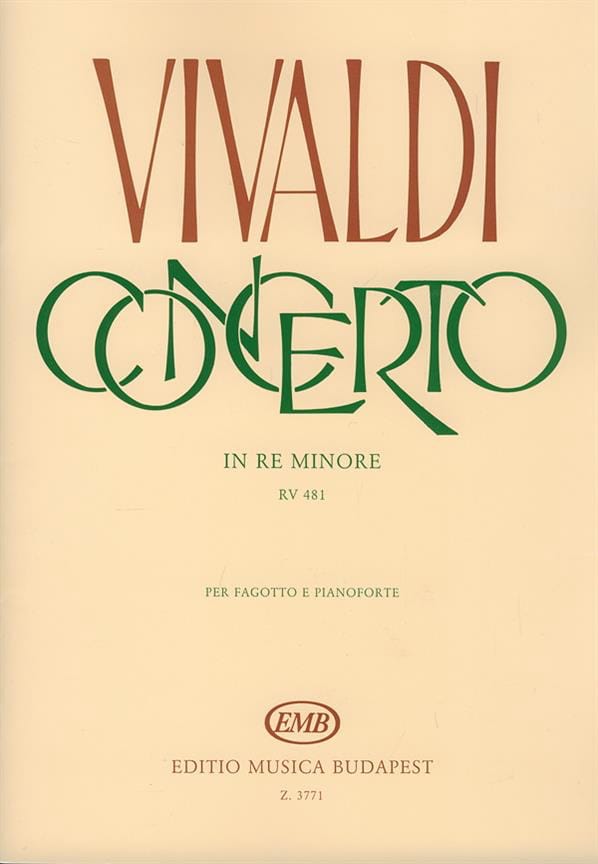 Concerto F. 8 n° 5 RV 481 in re minore VIVALDI Partition Basson