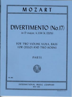 Divertimento n° 17 in D major KV 334 - Parts MOZART Partition