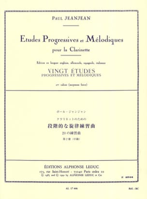 20 Etudes progressives - Volume 2 Paul Jeanjean Partition Clarinette