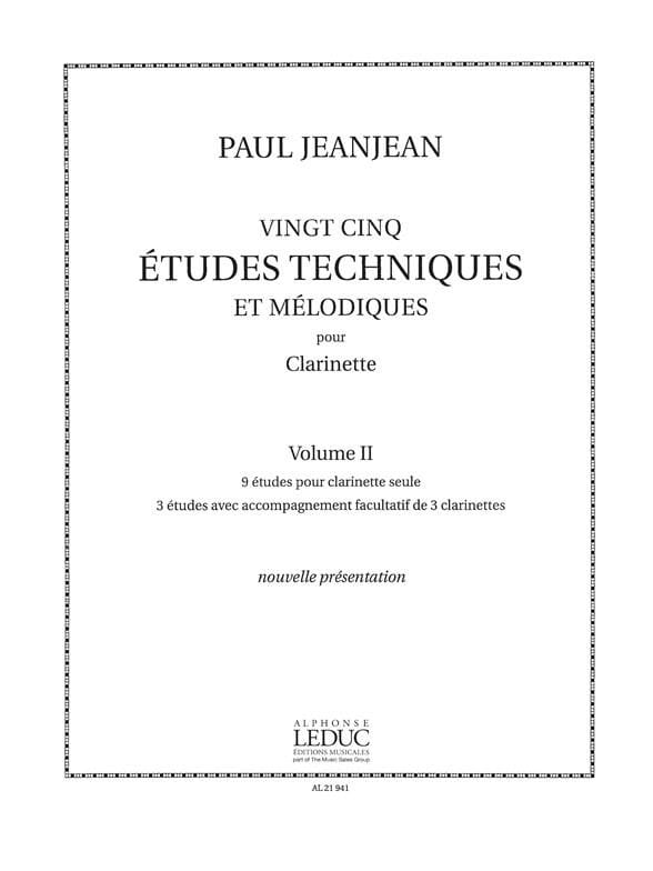 25 Etudes Techniques - Volume 2 - Paul Jeanjean - Partition