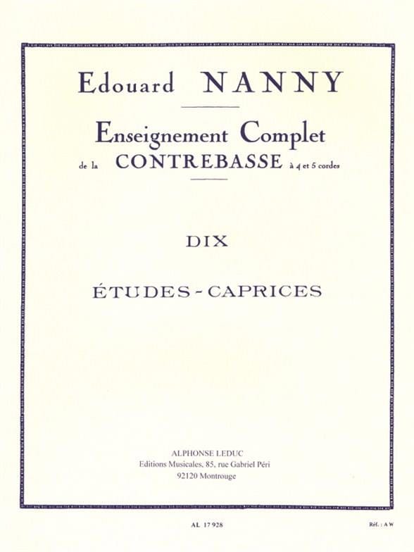 10 Etudes-Caprices - Contrebasse Edouard Nanny Partition Contrebasse