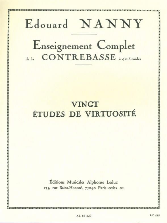 20 Etudes de virtuosité - Contrebasse - Edouard Nanny - Partition