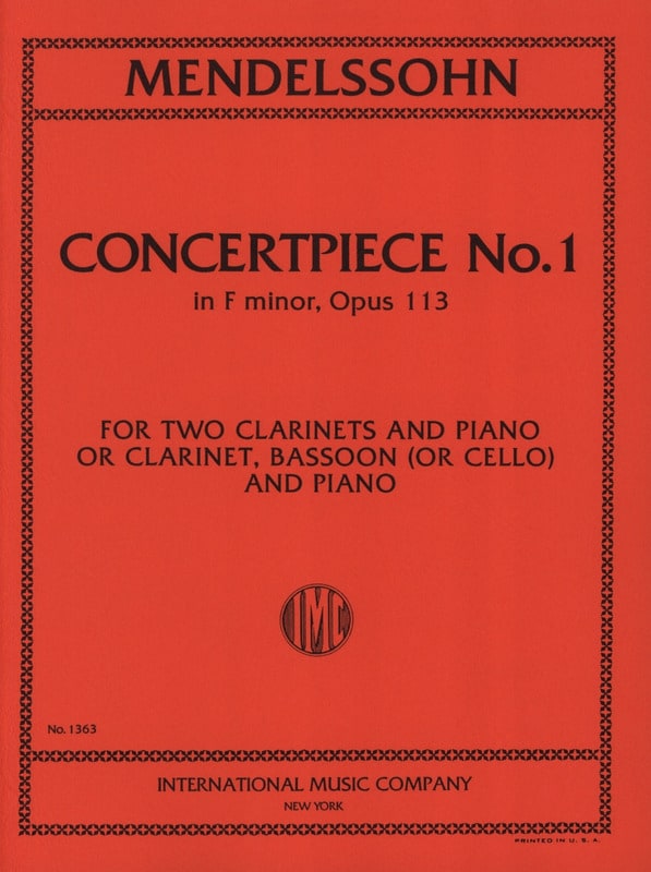 Concertpiece N° 1 Op. 113 - 2 Clarinettes Piano - MENDELSSOHN