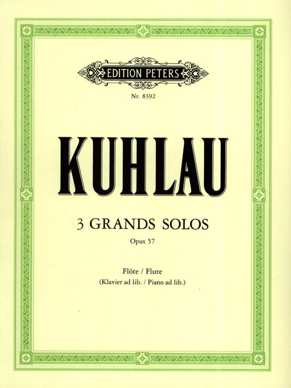 3 Grands solos op. 57 Friedrich Kuhlau Partition Flûte traversière