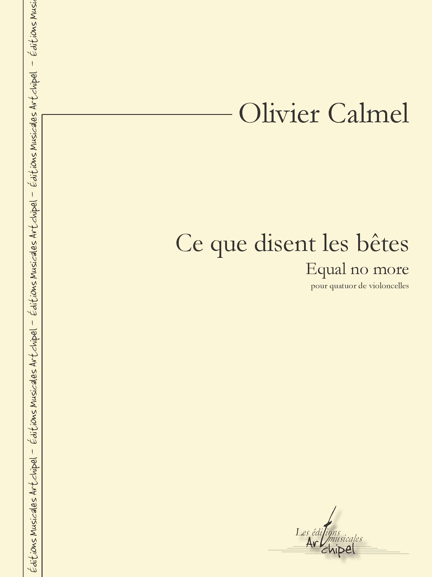 Ce que disent les bêtes Olivier Calmel Partition Violoncelle