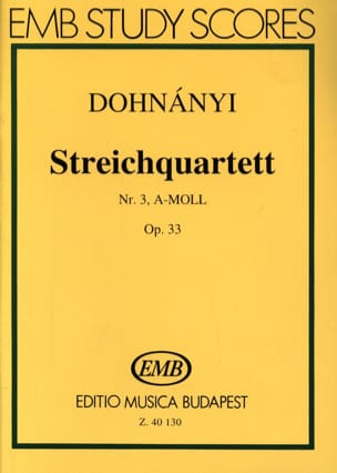 Quatuor à Cordes N° 3 Opus 33 en la Mineur - DONHANYI - Partition