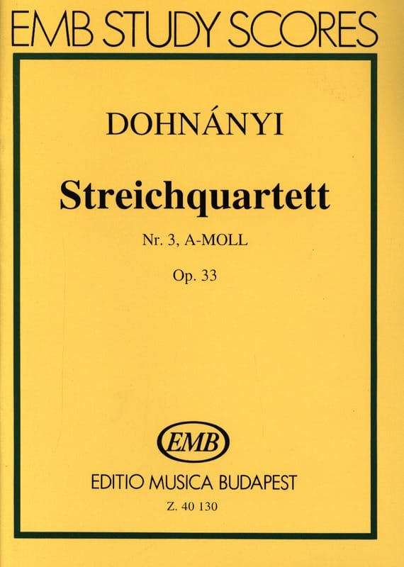 Quatuor à Cordes N° 3 Opus 33 en la Mineur - DONHANYI - Partition
