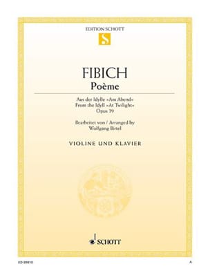 Poème Op.39 Zdenko Fibich Partition Violon