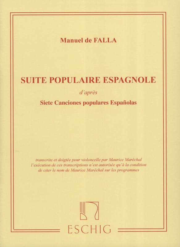 Suite populaire espagnole DE FALLA Partition Violoncelle