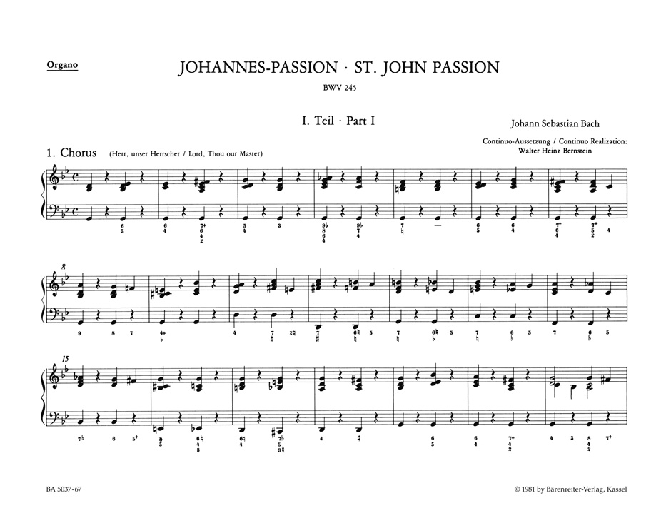 Johannes-Passion BWV 245 - Org. BACH Partition MATÉRIELS D'ORCHESTRE