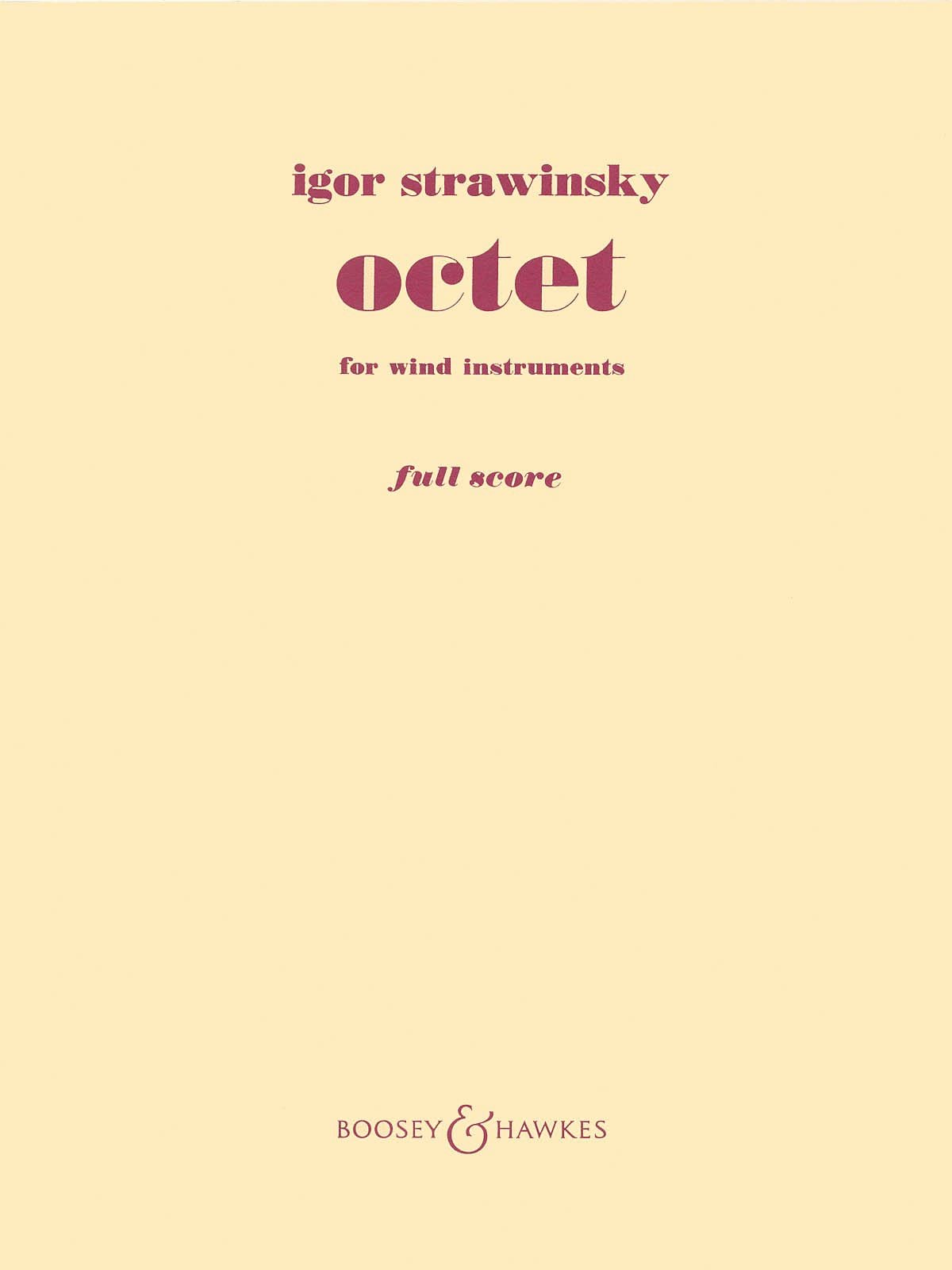 Octet STRAVINSKY Partition Grand format