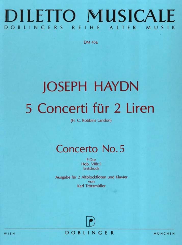 Concerto Nr. 5 F-Dur Hob. VIIh:5 Joseph Haydn Partition