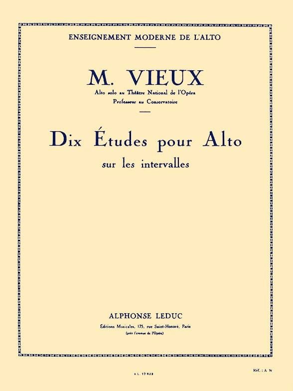 Dix études sur les intervalles Maurice Vieux Partition Alto