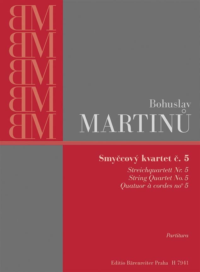 Quatuor à cordes n° 5 - Conducteur MARTINU Partition Grand format