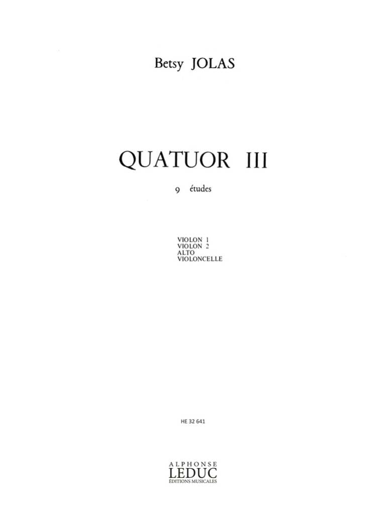 Quatuor n° 3 - Parties Betsy Jolas Partition Quatuors