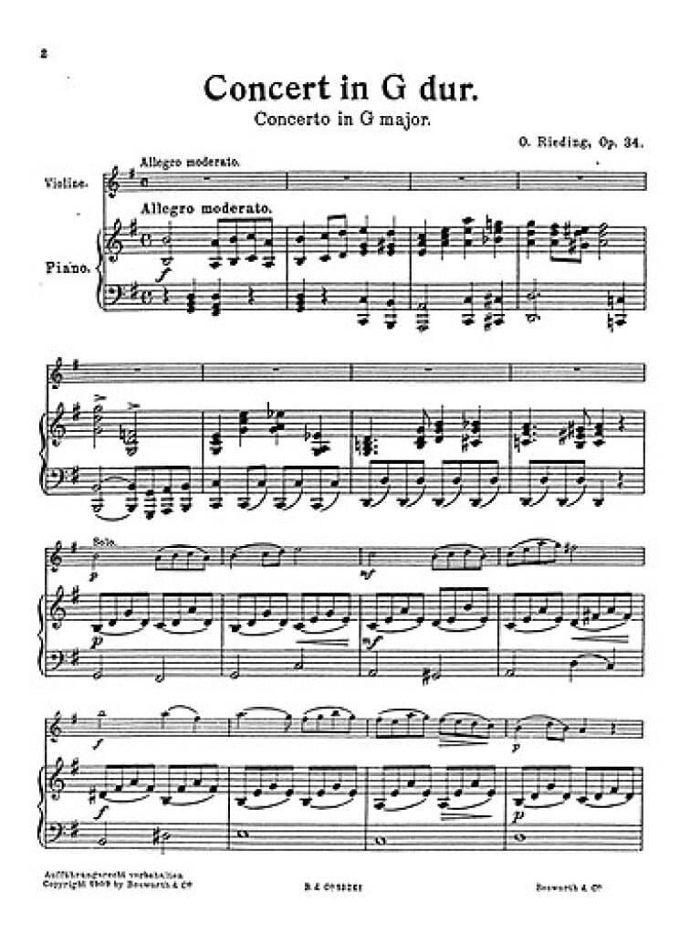 Concerto In G Op.34 Partition