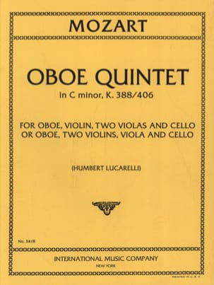 Oboe Quintet C minor KV 388/406 - Parts MOZART Partition Quintettes