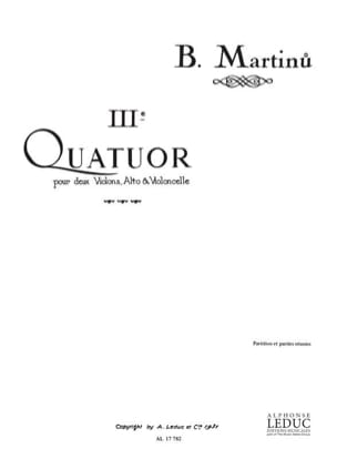 Quatuor à cordes n° 3 - Partition + Parties MARTINU Partition Quatuors
