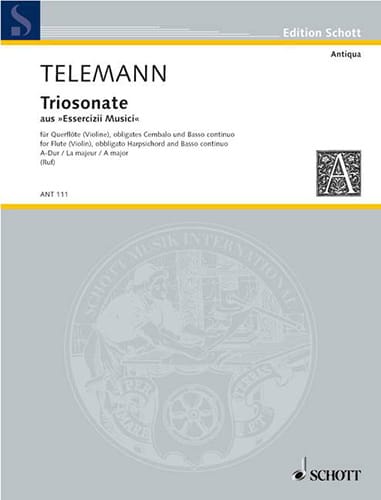 Triosonate A-Dur Flöte o. Violine obl. Cembalo u. Bc - TELEMANN