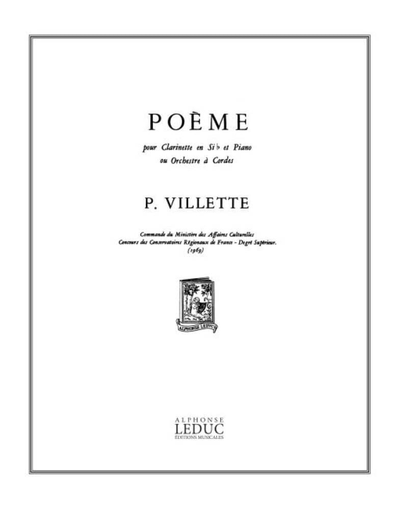 Poème Pierre Villette Partition Clarinette