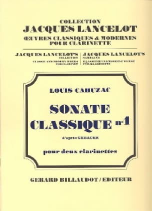 Sonate classique n° 1 Louis Cahuzac Partition Clarinette