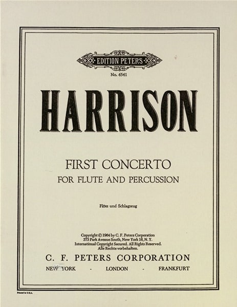 Concerto pour flûte et percussion n° 1 Lou Harrison Partition