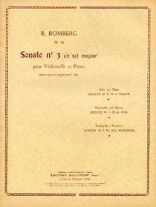 Sonate n° 3 en sol majeur op. 43 ROMBERG Partition Violoncelle