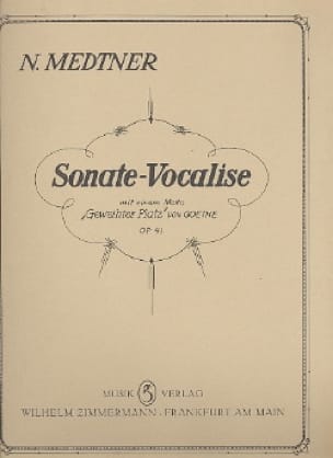 Sonate Vocalise Nicolai Medtner Partition