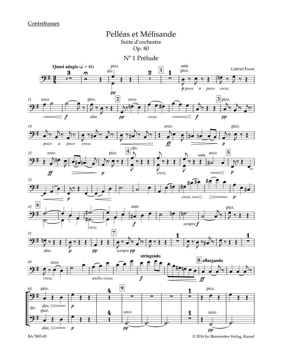 Pelléas et Mélisande op. 80 - Bass FAURÉ Partition