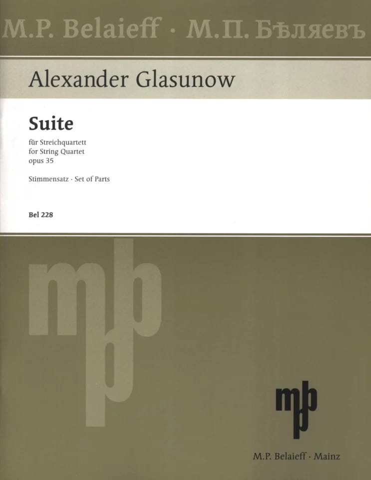 Suite En Do Maj. Op.35 Alexandre Glazounov Partition Quatuors