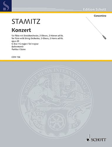 Flöten-Konzert G-Dur op. 29 - Partitur STAMITZ Partition Grand format