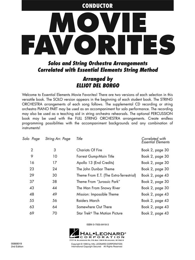 Essential Elements Movie Favorites for Strings Partition