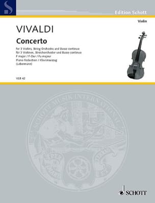 Konzert F-Dur - 3 Violons Piano VIVALDI Partition Quatuors